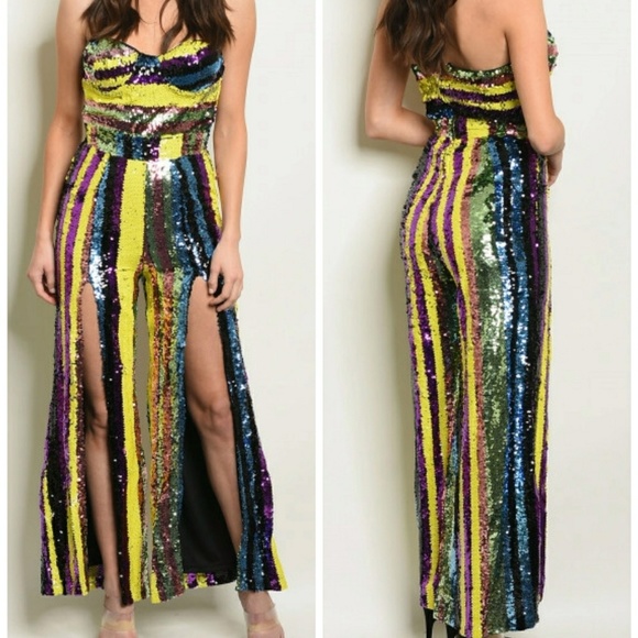 Hera Collection Pants - HERA COLLECTION MULTI COLOR SEQUINS JUMPSUIT